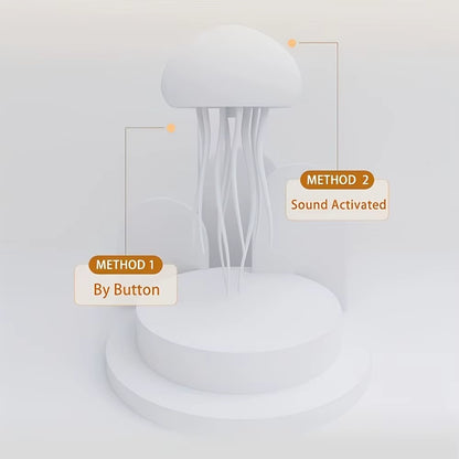Bionic Jellyfish Night Light,Usb Rechargeable with Voice Control,Dancing Tentacles,5 RGB Gradient,Floating Lamp,Bedroom Decor